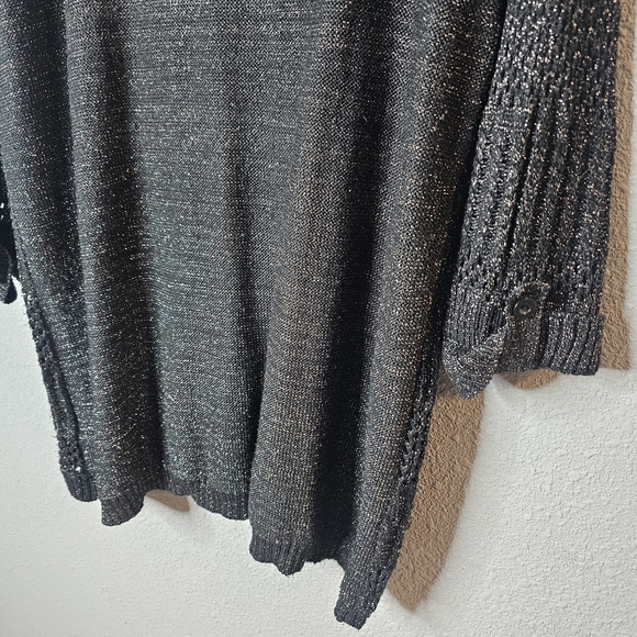 GNW Womens Plus 2X Black Sweater‎ Silver Tinsel Sparkle Threading Oversized - Picture 9 of 10
